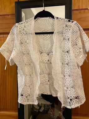 Crochet Cottage-core Cardigan - White